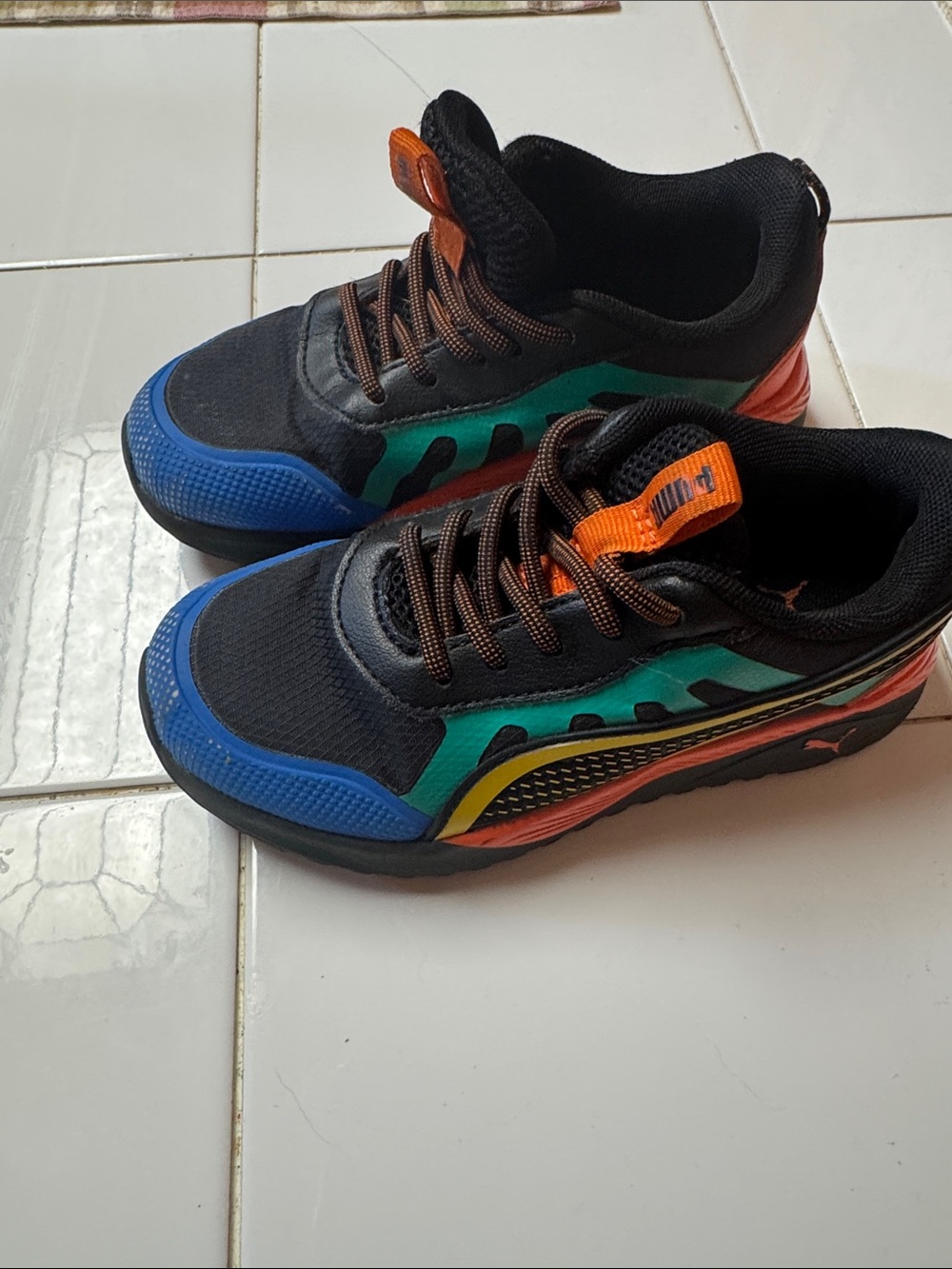 Puma Kids Black Sneakers with Blue, Teal & Orange AccentsBoys - Picture 5 of 6